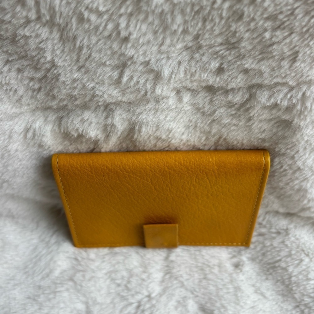Vintage Buxton Oasis Leather Card Case Mustard Yellow Mini Wallet Made in Canada - Picture 7 of 13